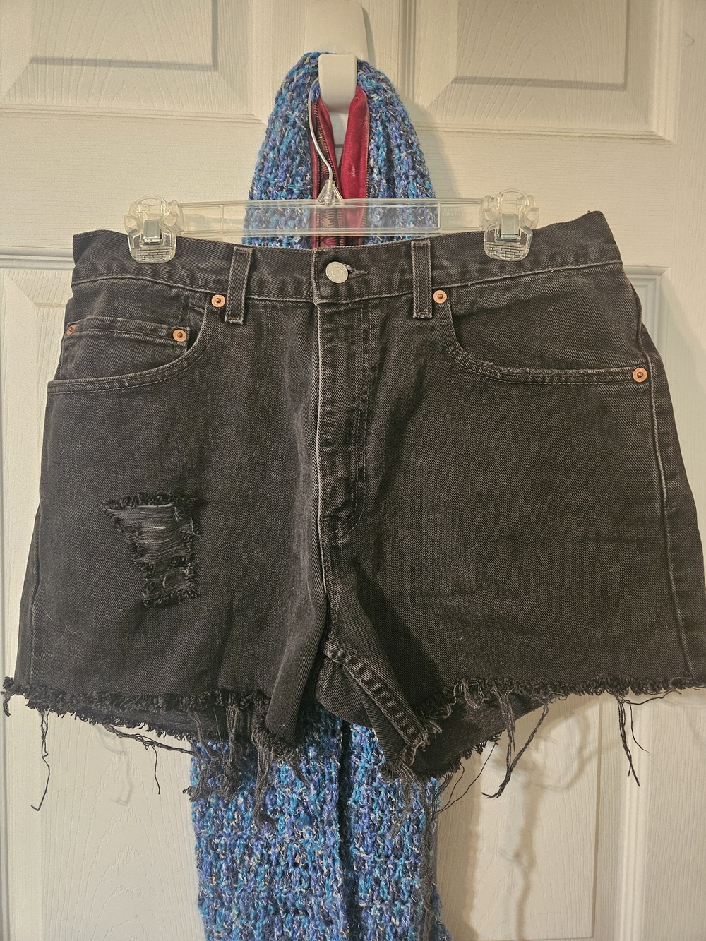 Levi's 505 VtG Black Distressed High-Rise Denim Shorts